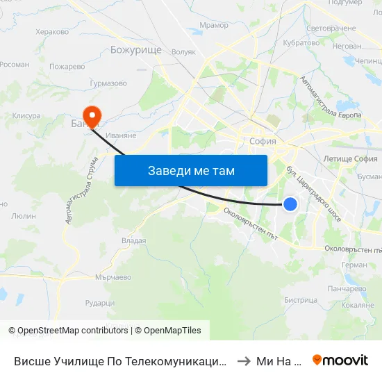 Висше Училище По Телекомуникации / University Of Telecommunications And Post (1396) to Ми На Мвр - Филиал map
