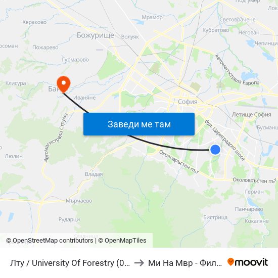 Лту / University Of Forestry (0614) to Ми На Мвр - Филиал map