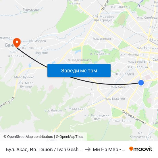 Бул. Акад. Ив. Гешов / Ivan Geshov Blvd. (2804) to Ми На Мвр - Филиал map