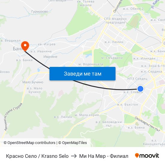 Красно Село / Krasno Selo to Ми На Мвр - Филиал map