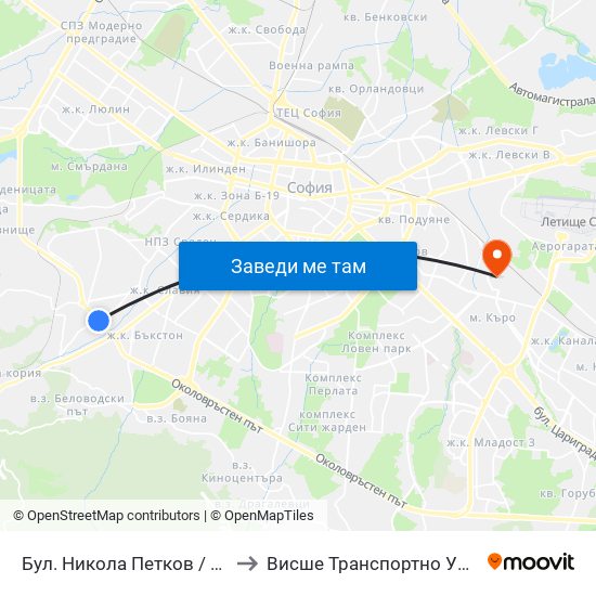 Бул. Никола Петков / Nikola Petkov Blvd. (0350) to Висше Транспортно Училище Тодор Каблешков map