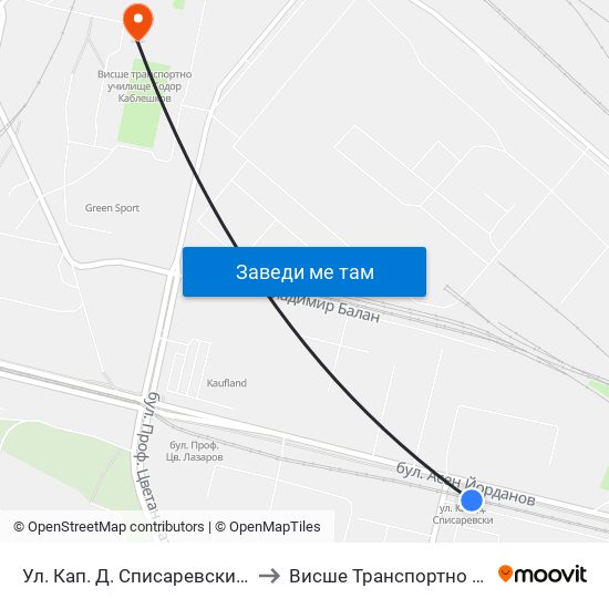 Ул. Кап. Д. Списаревски / Capt. S. Spisarevski St. (1979) to Висше Транспортно Училище Тодор Каблешков map