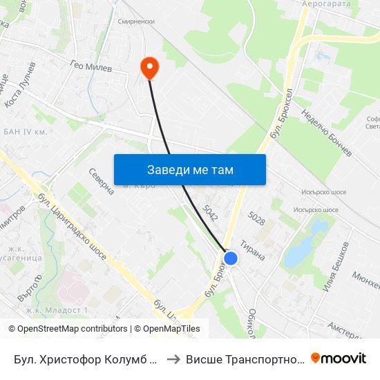 Бул. Христофор Колумб / Christopher Columbus Blvd. (0578) to Висше Транспортно Училище Тодор Каблешков map