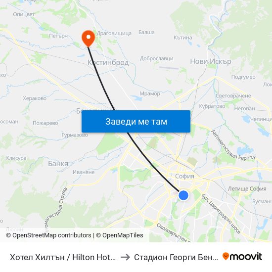 Хотел Хилтън / Hilton Hotel (0397) to Стадион Георги Бенковски map