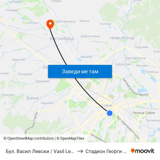 Бул. Васил Левски / Vasil Levski Blvd. (0300) to Стадион Георги Бенковски map