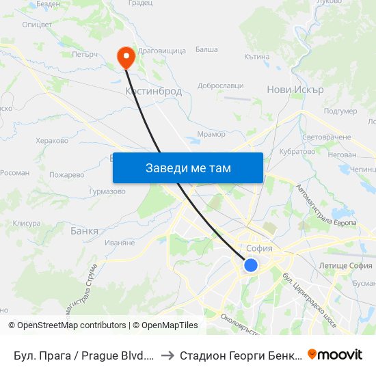 Бул. Прага / Prague Blvd. (0366) to Стадион Георги Бенковски map