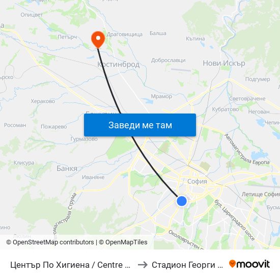 Център По Хигиена / Centre Of Hygiene (2343) to Стадион Георги Бенковски map