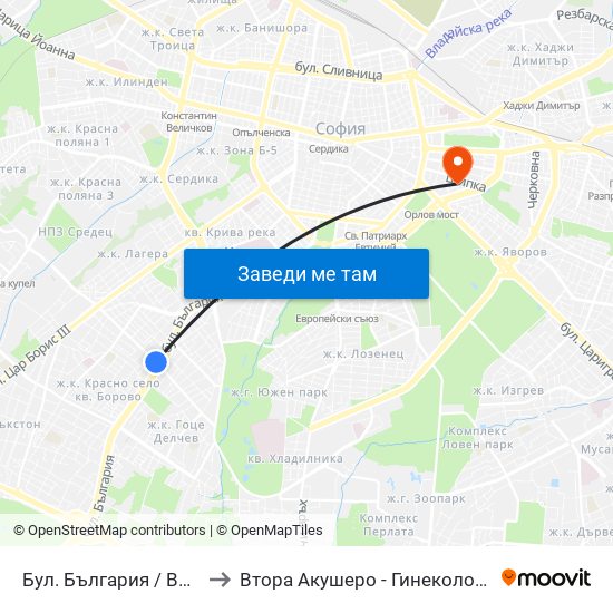 Бул. България / Bulgaria Blvd. (0290) to Втора Акушеро - Гинекологична Болница Шейново map