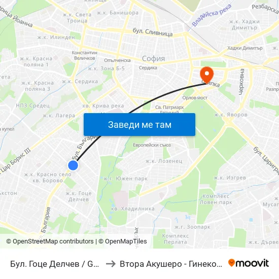 Бул. Гоце Делчев / Gotse Delchev Blvd. (0314) to Втора Акушеро - Гинекологична Болница Шейново map