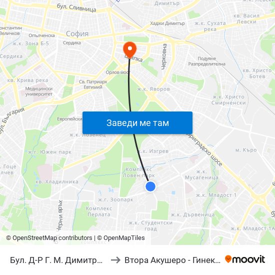 Бул. Д-Р Г. М. Димитров / G. M. Dimitrov Blvd. (0317) to Втора Акушеро - Гинекологична Болница Шейново map