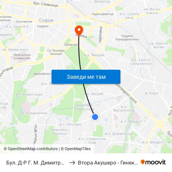 Бул. Д-Р Г. М. Димитров / G. M. Dimitrov Blvd. (0316) to Втора Акушеро - Гинекологична Болница Шейново map