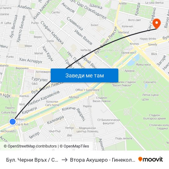 Бул. Черни Връх / Cherni Vrah Blvd. (0395) to Втора Акушеро - Гинекологична Болница Шейново map