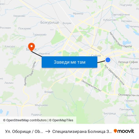 Ул. Оборище / Oborishte St. (2074) to Специализирана Болница За Рехабилитация Здраве map