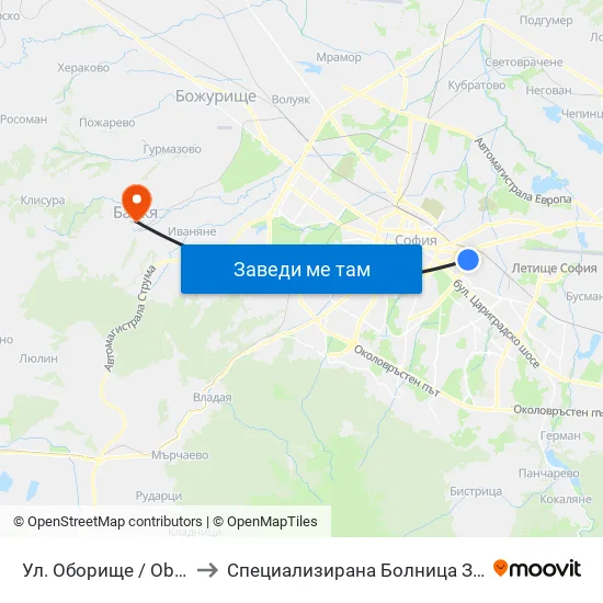 Ул. Оборище / Oborishte St. (2071) to Специализирана Болница За Рехабилитация Здраве map