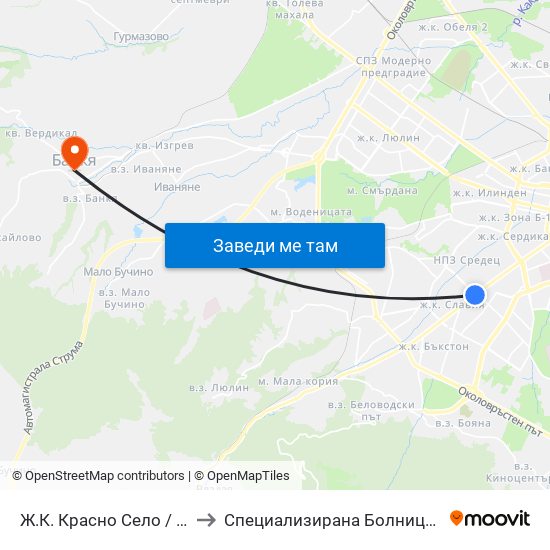 Ж.К. Красно Село / Krasno Selo Qr. (0638) to Специализирана Болница За Рехабилитация Здраве map