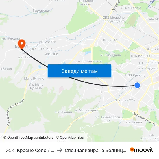 Ⓜ️ Ж.К. Красно Село / Krasno Selo Qr. (0638) to Специализирана Болница За Рехабилитация Здраве map