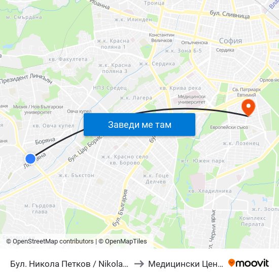 Бул. Никола Петков / Nikola Petkov Blvd. (0347) to Медицински Център Авицена map