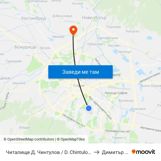 Читалище Д. Чинтулов / D. Chintulov Library (2365) to Димитър Пенев map