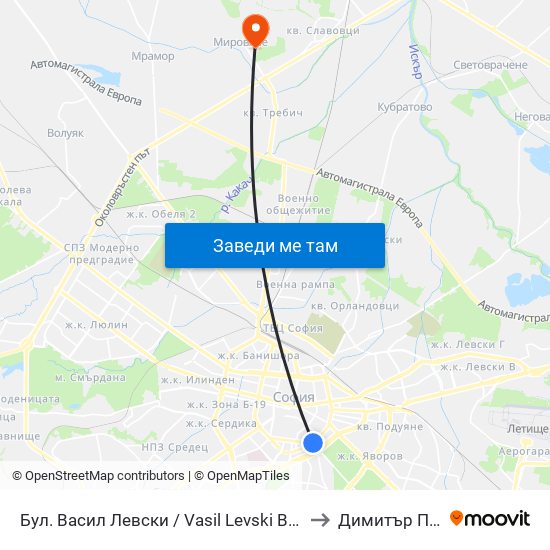 Бул. Васил Левски / Vasil Levski Blvd. (0299) to Димитър Пенев map