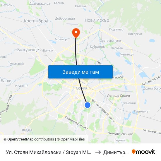 Ул. Стоян Михайловски / Stoyan Mihaylovski St. (2191) to Димитър Пенев map