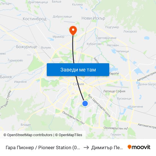 Гара Пионер / Pioneer Station (0465) to Димитър Пенев map
