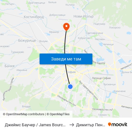 Джеймс Баучер / James Bourchier to Димитър Пенев map