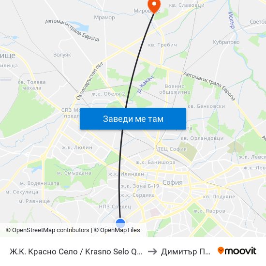 Ж.К. Красно Село / Krasno Selo Qr. (0637) to Димитър Пенев map