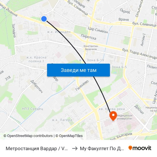 Метростанция Вардар / Vardar Metro Station (1044) to Му Факултет По Дентална Медицина map