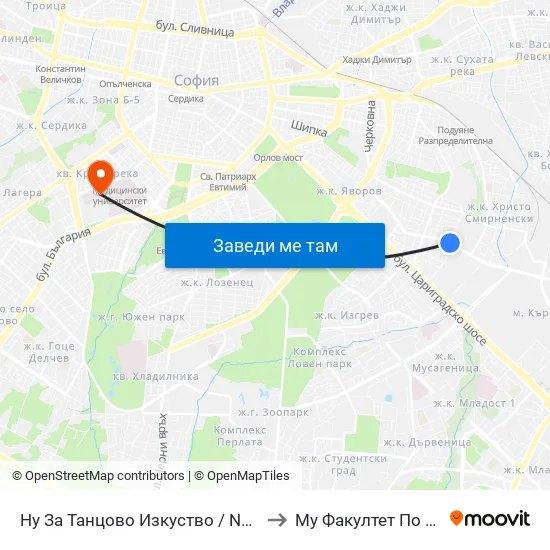 Ну За Танцово Изкуство / National School Of Dance Art (0719) to Му Факултет По Дентална Медицина map