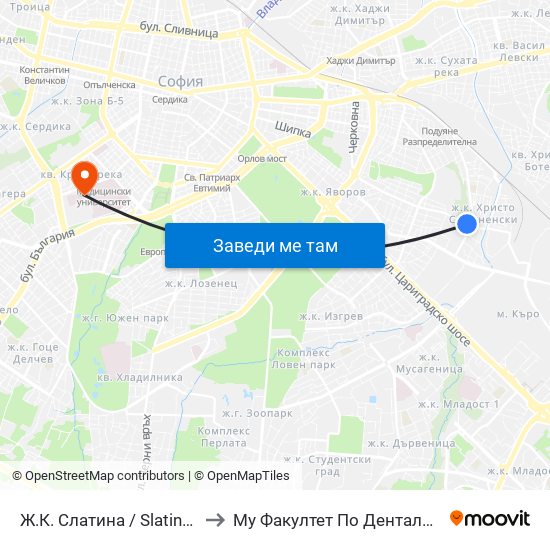 Ж.К. Слатина / Slatina Qr. (0689) to Му Факултет По Дентална Медицина map