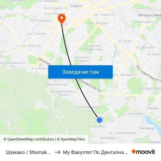 Шумако / Shumako (2377) to Му Факултет По Дентална Медицина map