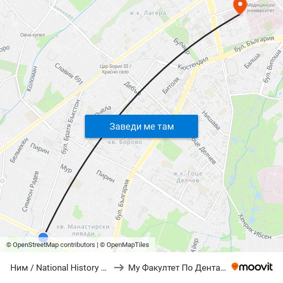 Ним / National History Museum (1464) to Му Факултет По Дентална Медицина map