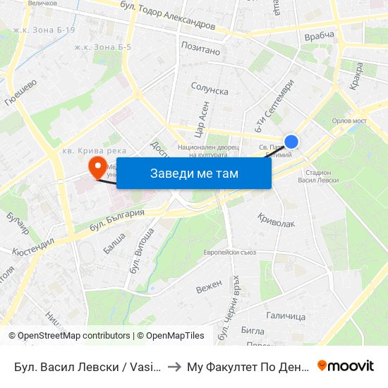 Бул. Васил Левски / Vasil Levski Blvd. (0300) to Му Факултет По Дентална Медицина map