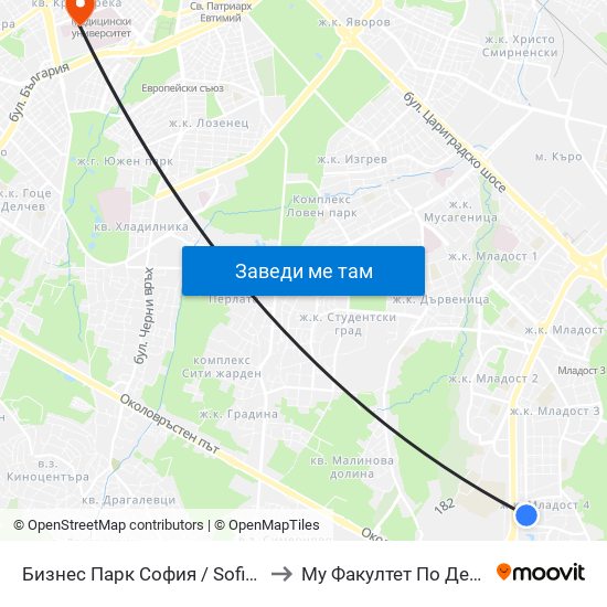 Бизнес Парк София / Sofia Business Park (2390) to Му Факултет По Дентална Медицина map