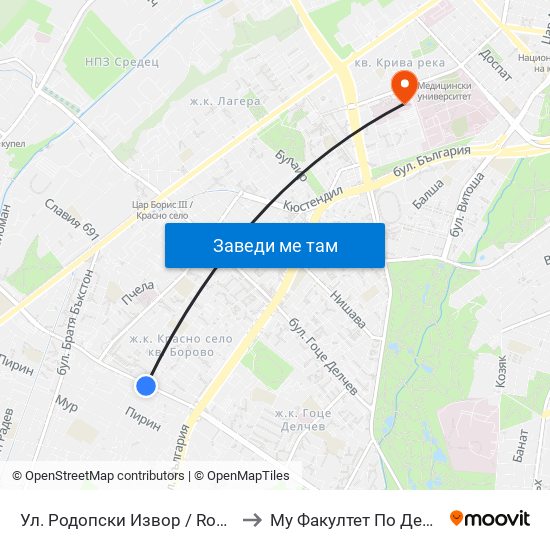 Ул. Родопски Извор / Rodopski Izvor St. (2731) to Му Факултет По Дентална Медицина map