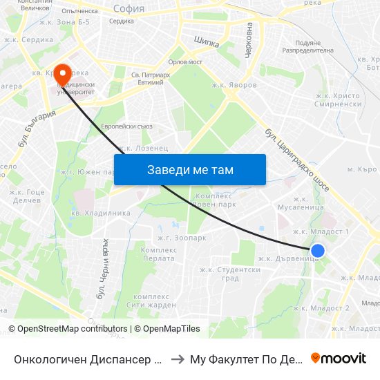 Онкологичен Диспансер / Oncology Clinic (0023) to Му Факултет По Дентална Медицина map
