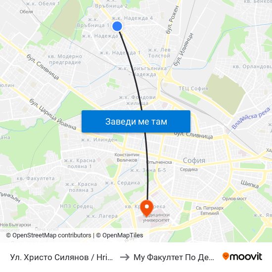 Ул. Христо Силянов / Hristo Silyanov St. (0331) to Му Факултет По Дентална Медицина map
