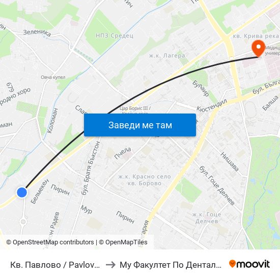 Кв. Павлово / Pavlovo Qr. (0891) to Му Факултет По Дентална Медицина map