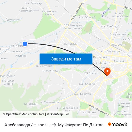 Хлебозавода / Hlebozavoda (2316) to Му Факултет По Дентална Медицина map