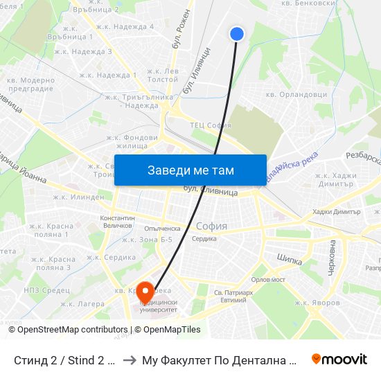 Стинд 2 / Stind 2 (0551) to Му Факултет По Дентална Медицина map