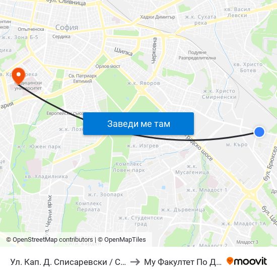 Ул. Кап. Д. Списаревски / Capt. S. Spisarevski St. (1979) to Му Факултет По Дентална Медицина map
