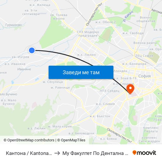 Кантона / Kantona (0789) to Му Факултет По Дентална Медицина map