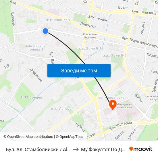 Бул. Ал. Стамболийски / Al. Stamboliyski Blvd. (0282) to Му Факултет По Дентална Медицина map