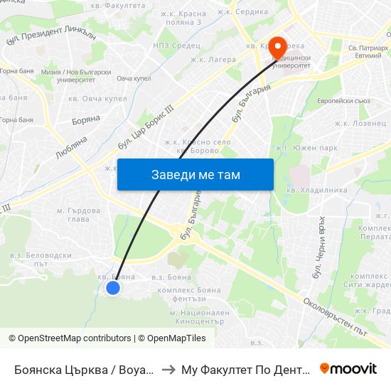 Боянска Църква / Boyana Church (0261) to Му Факултет По Дентална Медицина map