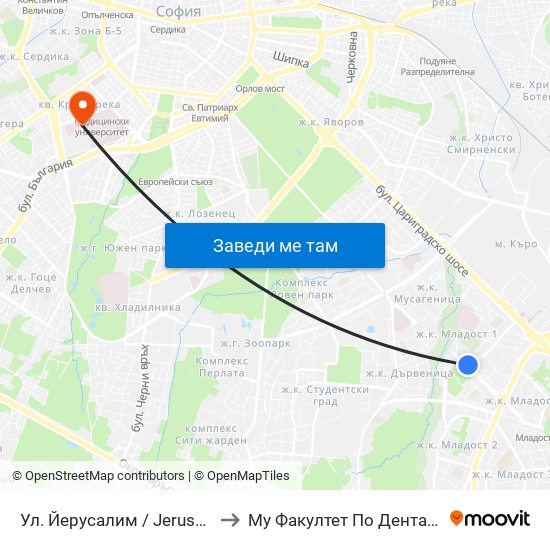 Ул. Йерусалим / Jerusalem St. (2471) to Му Факултет По Дентална Медицина map