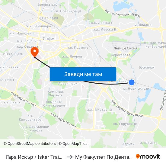 Гара Искър / Iskar Train Station (0826) to Му Факултет По Дентална Медицина map