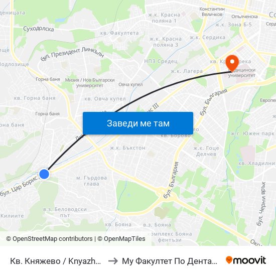 Кв. Княжево / Knyazhevo Qr. (0851) to Му Факултет По Дентална Медицина map