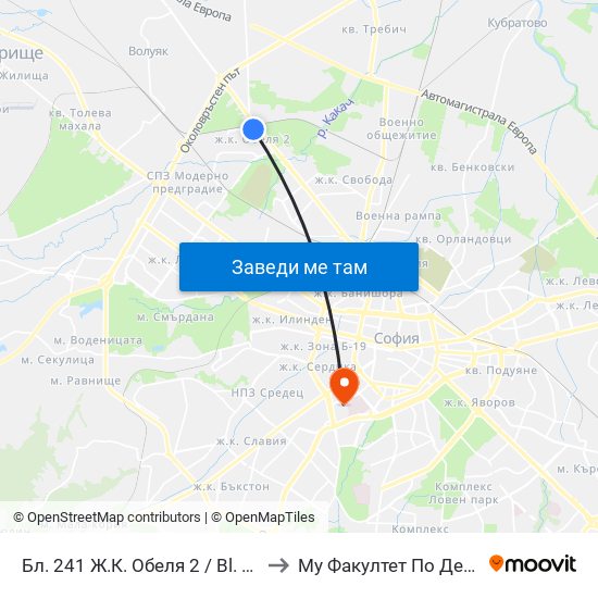Бл. 241 Ж.К. Обеля 2 / Bl. 241, Obelya 2 Qr. (0172) to Му Факултет По Дентална Медицина map