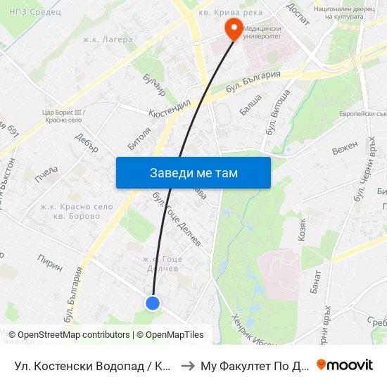 Ул. Костенски Водопад / Kostenski Vodopad St. (6277) to Му Факултет По Дентална Медицина map