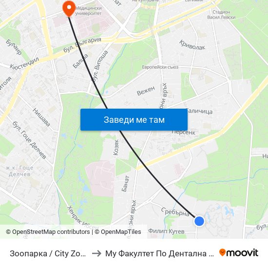 Зоопарка / City Zoo (0749) to Му Факултет По Дентална Медицина map